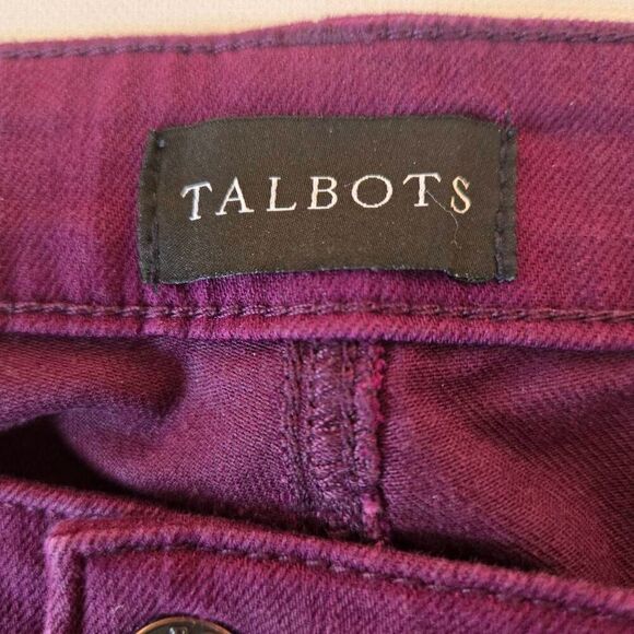 Talbots Womens Zip Fly Stretch Curvy Slim Ankle Denim Jeans Burgundy Size 12 - Picture 3 of 12